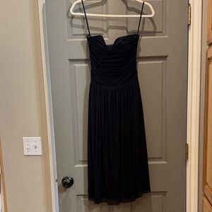 White House Black Market strapless Black Ruched Bodice Midi Dress